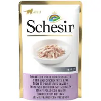 Schesir tun, kylling med skinke (gelé) vådfoder til katte (pose)