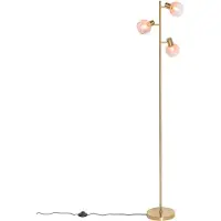 QAZQA Art Deco Gulvlampe guld med pink glas 3-lys - Vidro