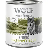 Wolf of Wilderness Økonomipakke: 12 x 800 g Senior - Green Fields - Lam & Kylling