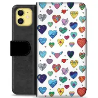 Mtp Products iPhone 11 Premium Flip Cover med Pung - Hjerter