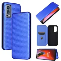 Mtp Products OnePlus Nord 2 5G Flip Cover - Karbonfiber - Blå