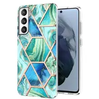 Mtp Products Marble Pattern Electroplated IMD Samsung Galaxy S21 FE 5G TPU Cover - Grøn