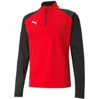 Puma Træningstrøje teamLIGA 1/4 Lynlås - Rød/Sort, størrelse Small