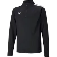 Puma Træningstrøje LIGA 1/4 Lynlås Børn - Sort/Hvid, størrelse 140 cm