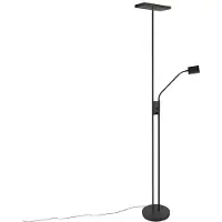 QAZQA Moderne gulvlampe sort inkl. LED og lysdæmper med læselampe - Jazzy
