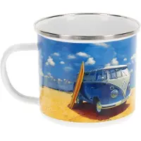 Brisa VW Collection - Volkswagen Large Emamel Coffee -Tea Mug Cup för camping och utomhus T1 Bus Campervan (500 ml/16,9 fl oz/strandliv/multicolo