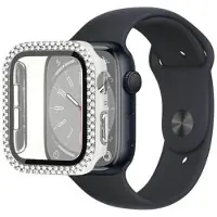 Mtp Products Rhinestone Dekorativt Apple Watch Series 9/8/7 Cover med Skærmbeskyttelse - 45mm - Sølv