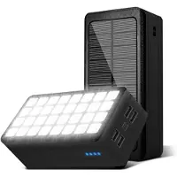 Mtp Products Psooo PS-900 Solcelle Powerbank med LED Lys - 50000mAh - Sort