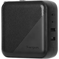 Targus - Strømforsyningsadapter - GaN - 100 Watt - PD - 4 output-stikforbindelser (2 x USB-C, 2 x 9 pin USB Type A) - sort