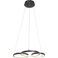 QAZQA Pendellampe sort inkl. LED 3-trins dæmpbar 3-lys - Rondas