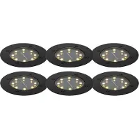 QAZQA Sæt med 6 jordspots sort inkl. LED IP65 solcelle - Terry