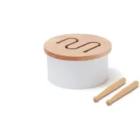 Kids Concept Trælegetøj - Tromme Mini - 16,5 x 9 cm - Hvid - - OneSize - Musikinstrumenter