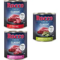 Rocco Classic Blandet Prøvepakke 6 x 800 g - Okse-Mix: Okse, Okse & Kalvehjerte, Okse & Kallun