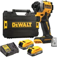 DeWalt DCF850E2T-QW, Slagnøgle, Pistolhåndtag, Borepatron til hurtig frigivelse, Sort, Gul, Børstefri, Bøjlekrog