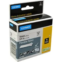 Dymo Rhino fleksibel nylon | 19mm x 3,5m | sort på hvid
