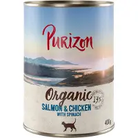 Purizon Økonomipakke Organic 24 x 400 g - Laks & øko Kylling med øko Spinat