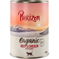 Purizon Organic 6 x 400 g - Øko oksekød og øko kylling med øko gulerod