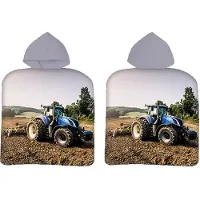 Licens Badeponcho - Børnehåndklæde - Blå traktor - 50x100 cm - 100% Bomuld