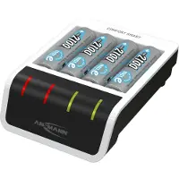 Ansmann Comfort Smart - 1,5 timer USB-batterioplader - (for 4xAA/AAA) 4 x AA type - 2100 mAh - 800 mA - hvid, sort