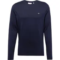 Gant Ganttil mænd. 2004049 Shield langærmet t-shirt navy (S), Casual, Bomuld, Lange ærmer, Blå