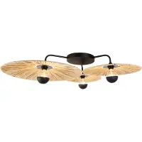 QAZQA Rustik loftslampe sort med reb 3-lys - Leia