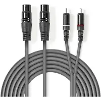 Nedis COTH15230GY30, 2 x XLR (3-pin), Hunstik, 2 x RCA, Hanstik, 3 m, Grå