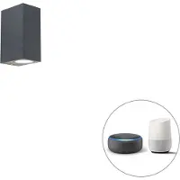 QAZQA Smart væglampe mørkegrå IP44 inkl. 2 Wifi GU10 - Baleno