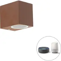 QAZQA Smart væglampe rustbrun IP44 inkl. Wifi GU10 - Baleno