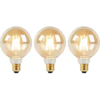 LUEDD Sæt med 3 E27 Dim to Warm LED pærer G95 guld 8W 806lm 2000-2700K