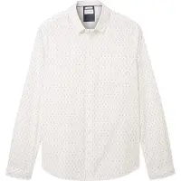 Tom Tailor 1039916 Fitted Printed Stretch Skjorte Med Lange ærmer
