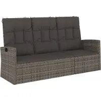 vidaXL havebænk med hynder 173 cm polyrattan grå