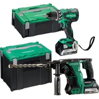HiKOKI 18 V DS18DBS+DH18DBL batteripakke med 2 x 5 Ah batterier