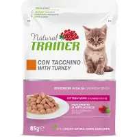 NATURAL TRAINER Kitten & Young vådfoder til killinger - Økonomipakke: 24 x 85 g Kalkun