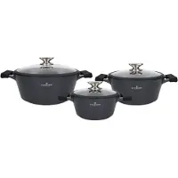 Zwieger Black Stone! gryde-sæt 6 dele 20 cm–2 l / 24 cm–3,5 l / 28 cm–5,5 l