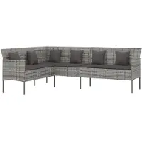 vidaXL L-Formet Havesofa Med Hynder Polyrattan - Grå