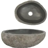 vidaXL håndvask (29-38) x (24-31) cm oval flodsten