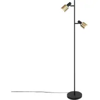 QAZQA Smart gulvlampe sort med guld inkl. 2 Wifi A60 - Stijn