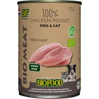 Biofood BF Petfood Organic 100% kylling vådfoder til hund og kat (400 g)