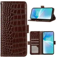 Mtp Products Crocodile Series OnePlus Nord 2T Læderpung med RFID - Brun