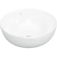 vidaXL håndvask 44x17 cm keramik rund hvid