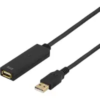 Deltaco USB2-EX15M - USB forlængerkabel - USB (hun) til USB (han) - USB 2.0 - 15 m - aktiv - sort