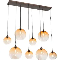 QAZQA Smart pendellampe mørk bronze med ravfarvet glas 8-lys inkl. 8 Wifi G95 - Sandra