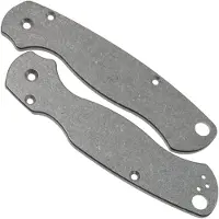 Flytanium Classic Titanium Scales for Spyderco Paramilitary 2 Knife - Titanium Stonewash