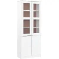 vidaXL vitrineskab ALTA 77x35x186,5 massivt fyrretræ hvid