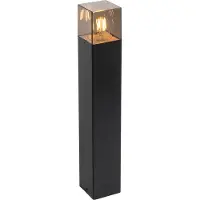 QAZQA Stående udendørslampe sort 50 cm IP44 med røgglas - Danmark
