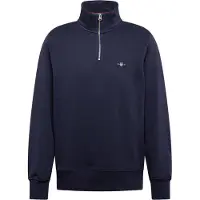 Gant Ganttil mænd. 2008005 Shield sweatshirt med halv lynlås navy (XL), Casual, Bomuld, Lange ærmer, Blå