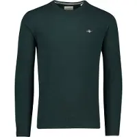 Gant Ganttil mænd. 87211 Rundhalset trøje i meget fin grøn fåreuld (3XL), Casual, Bomuld, Blå