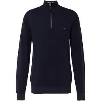 Gant Ganttil mænd. 8040523 Pique-pullover i bomuld med halv lynlås navy (XXL), Casual, Lange ærmer, Blå