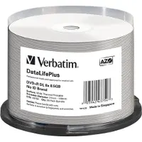 Verbatim DataLifePlus Professional - 50 x DVD+R DL - 8.5 GB 8x - bred overflade til udskrivning med termotryk - spindle
