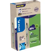 Pilot Pen Kuglepen, Pilot Ecoball, genopfyldelig, 1 mm, sort, 10 stk + refiller